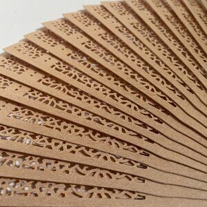 Laser-Cut Wooden Hand Fan with Tassel